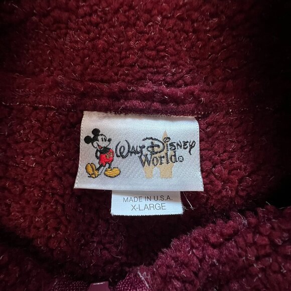 Men’s XL Maroon Sherpa Vest with Mickey Mouse – Disney Cozy & Stylish‎ - Picture 4 of 9